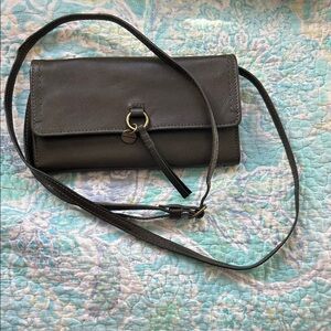 Lucky Brand Charcoal Leather Wristlet